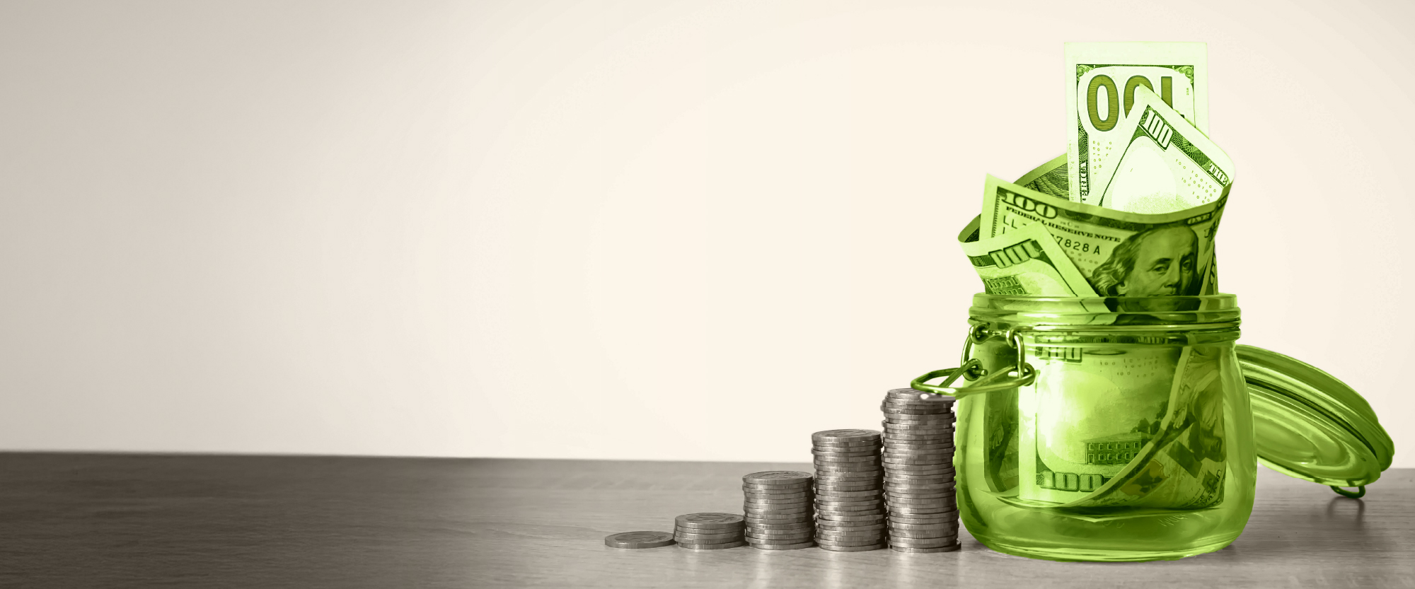 green jar with money